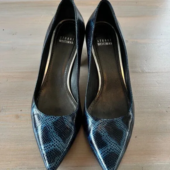 Stuart Weitzman First Class Blue Rattler Pumps - Picture 2 of 10
